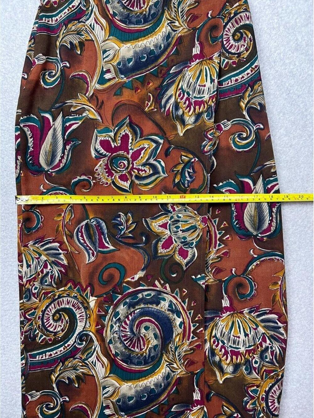 VTG St Michael Marks Spencer Pure Wool Floral Midi Skirt 90s Boho UK 12 / 4 US - Picture 5 of 9